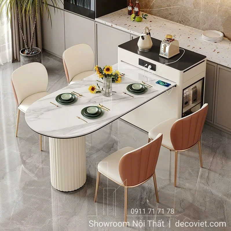 bàn đảo bếp kéo dài