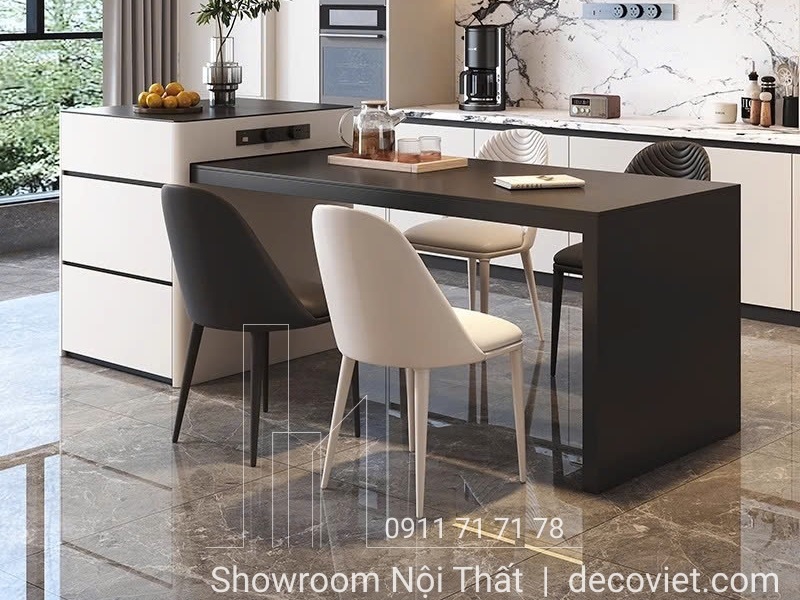 bàn ăn kết hợp bàn đảo bếp hiện đại