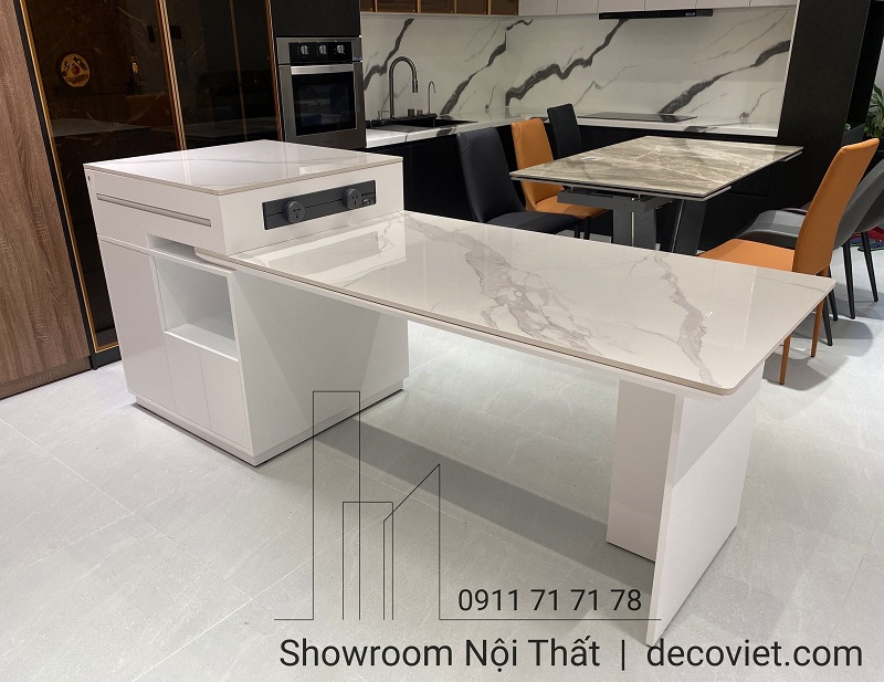 bàn ăn kéo dài kết hợp đảo bếp