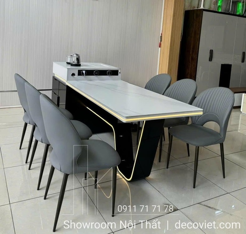 bàn đảo bếp kết hợp bàn ăn kéo dài