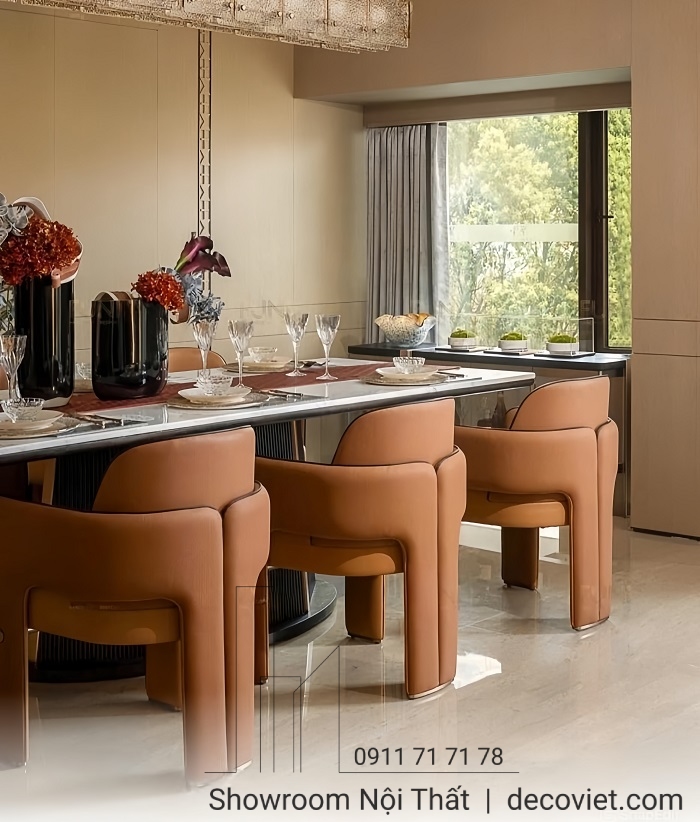 bàn ăn mặt đá chân gỗ