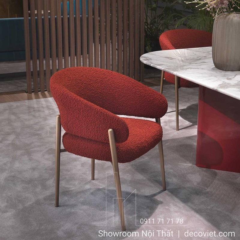 Ghế ăn đỏ rượu vang phối bàn mặt đá cao cấp