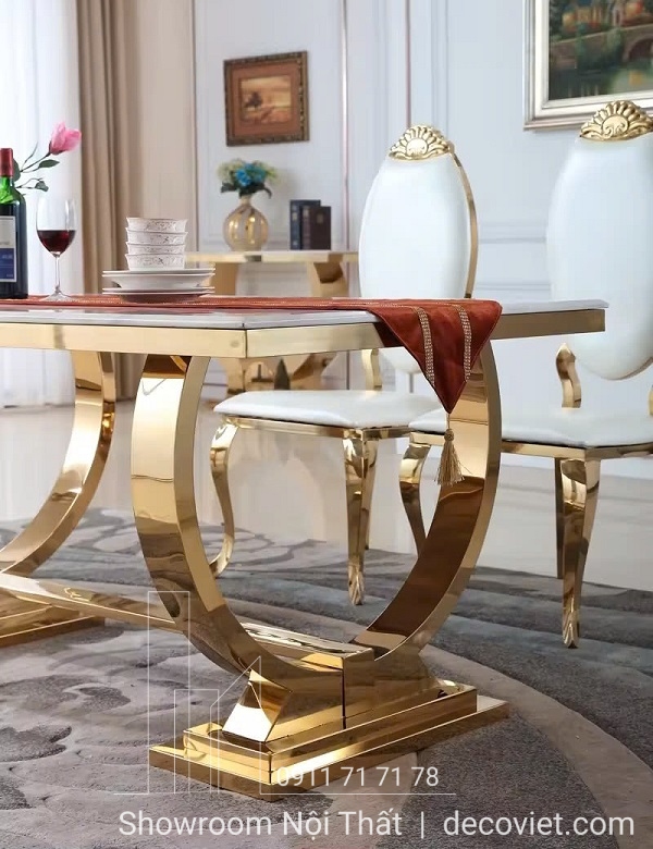 bàn ăn mặt đá tân cổ điển