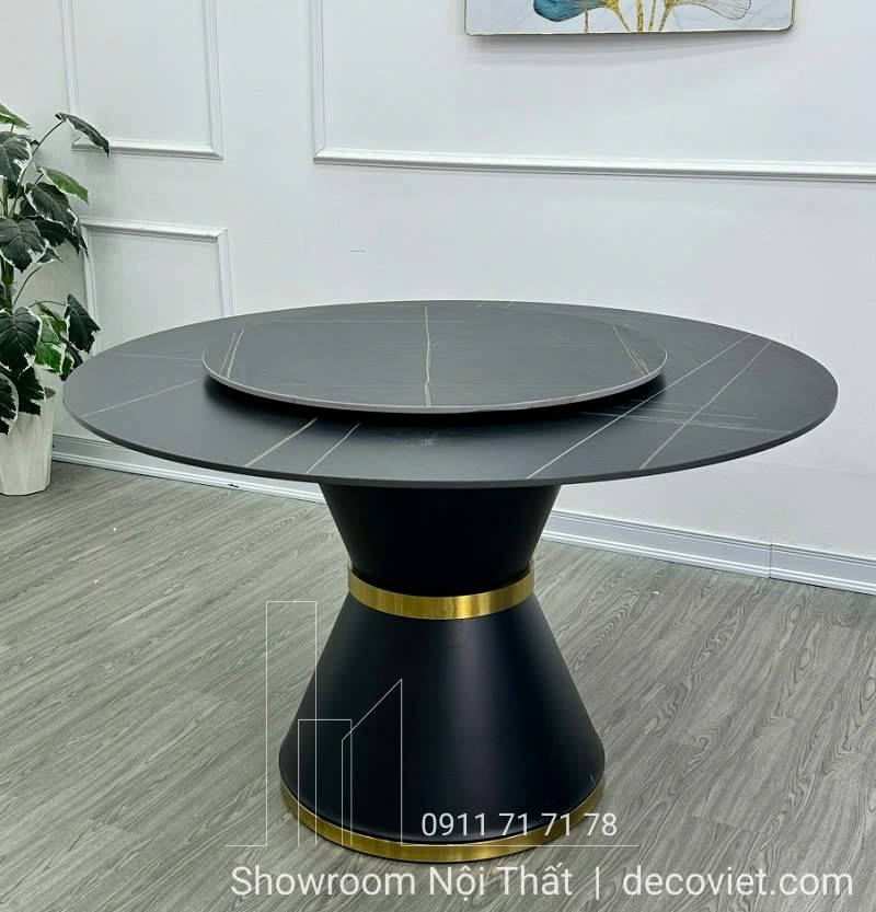 bàn ăn tròn xoay mặt đá