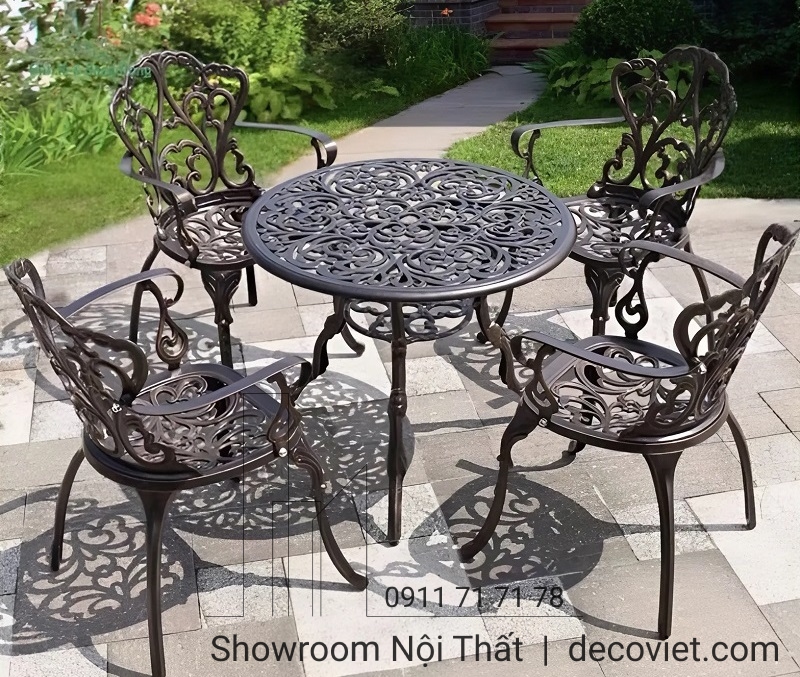 bộ bàn ghế ngoài trời đẹp, thiết kế tân cổ điển nhỏ gọn