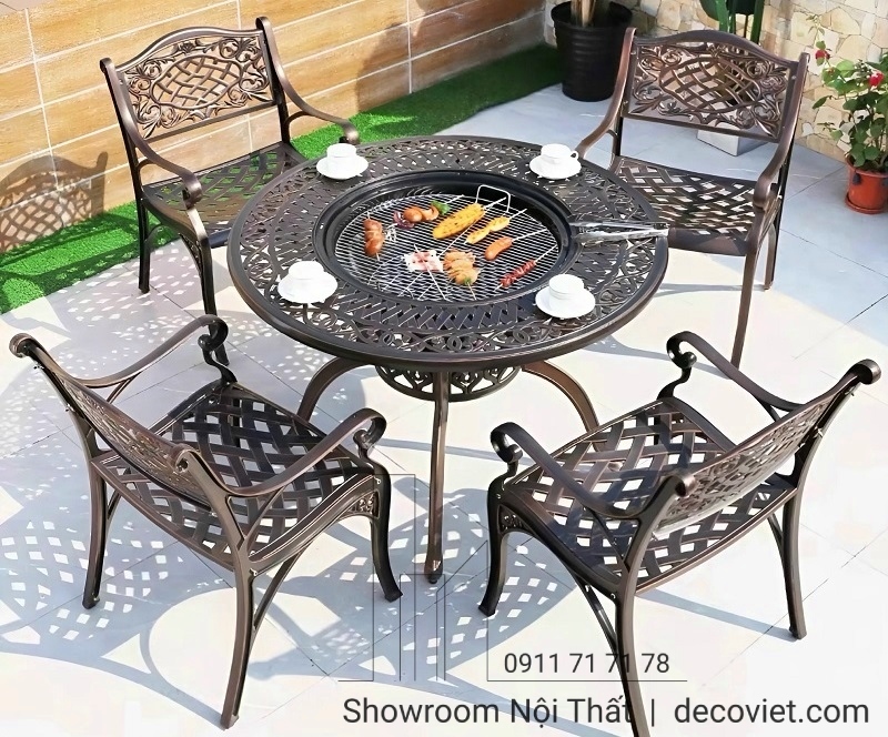 bàn ghế sân vườn tích hợp bếp nướng BBQ hiện đại, tiện nghi