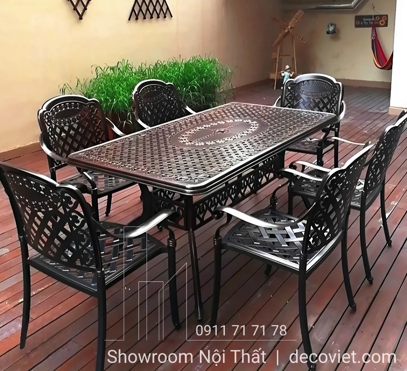 bộ bàn sân vườn 8 ghế tân cổ điển nhập khẩu