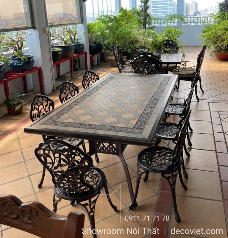 bàn ghế sân vườn 8 người