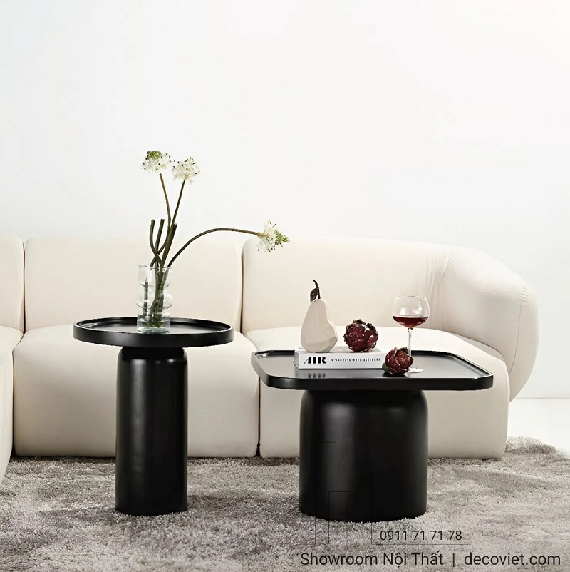 Bộ bàn sofa decor 1309S gồm bàn tròn và bàn vuông bo góc sang trọng