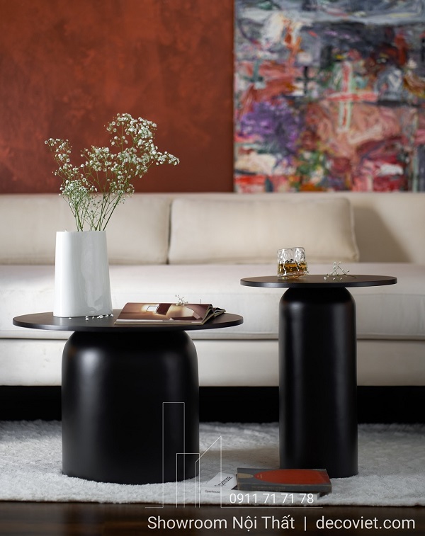 Bộ bàn trà decor 1307S gồm 2 bàn cao thấp đặt cạnh sofa đẹp