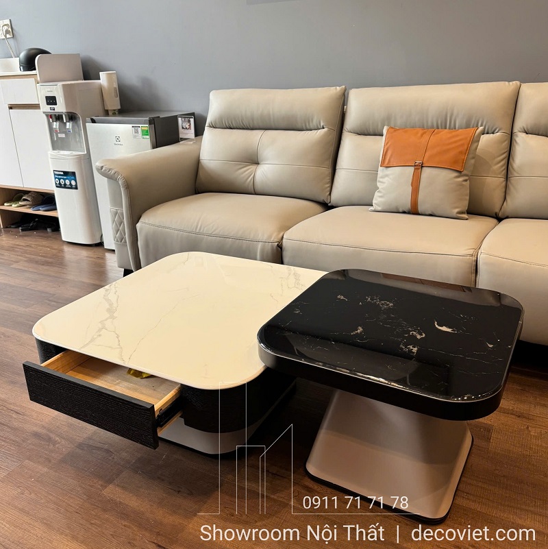 bộ bàn trà vuông đôi mặt đá cao cấp
