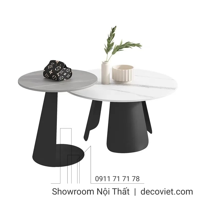 bàn trà đôi tròn mặt đá