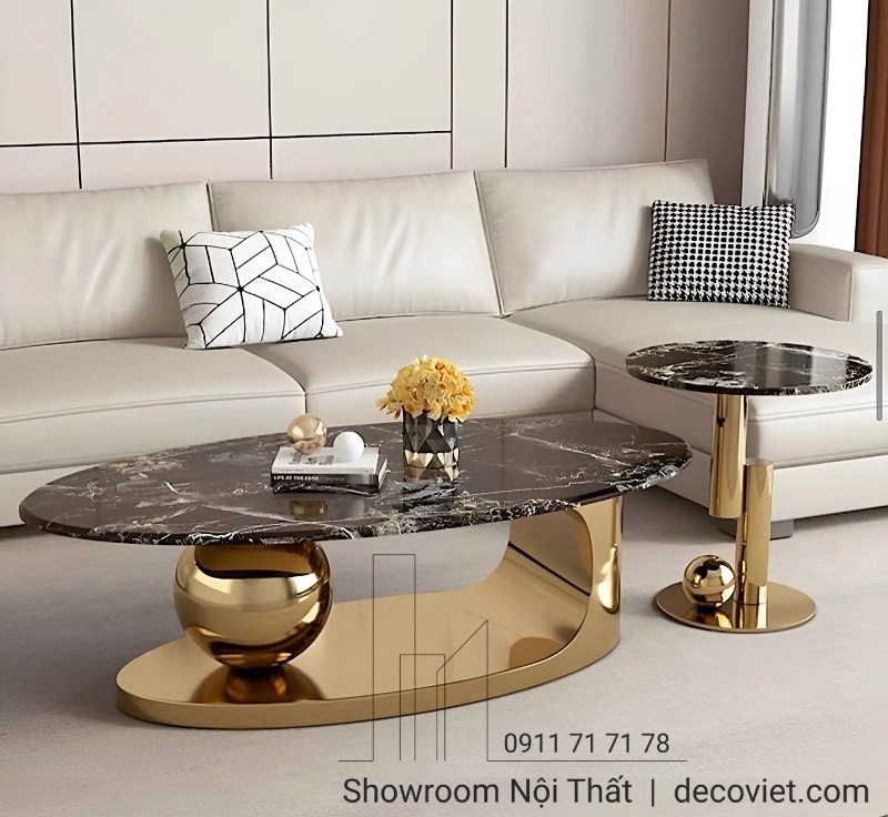 bàn trà mặt đá nhập khẩu hiện đại