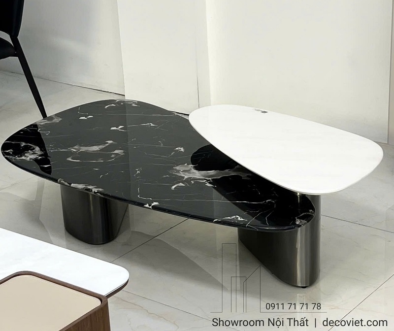 Bàn sofa cao cấp 404S mặt đá đen – trắng hiện đại tại showroom