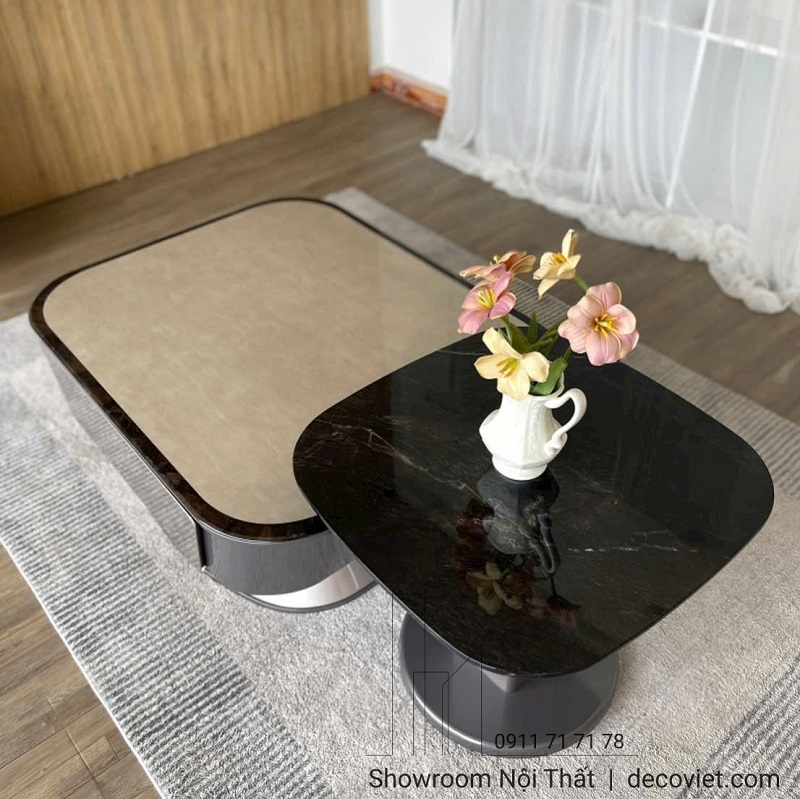 Bàn trà sofa nhập khẩu 439S màu ghi xám kết hợp đen độc đáo