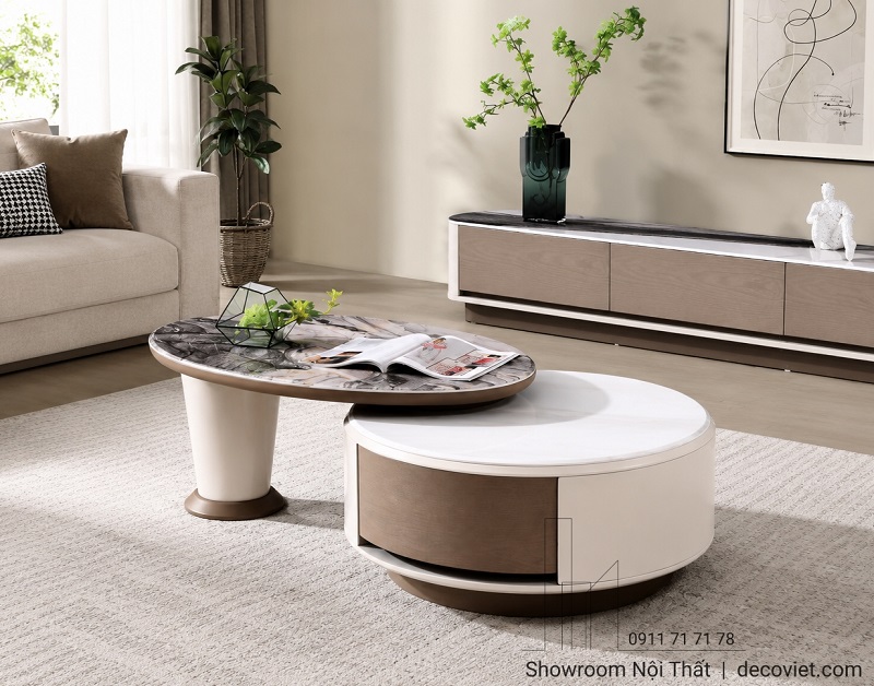 Bàn sofa nhập khẩu 489S mặt đá vân mây hiện đại cho phòng khách