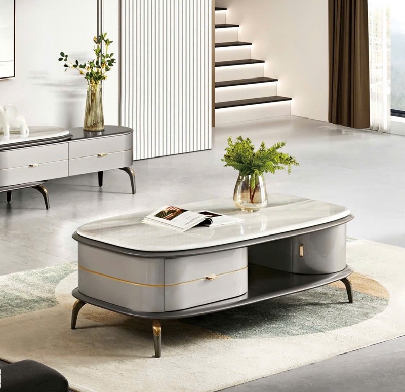 Bàn sofa nhập khẩu 444S mặt đá cao cấp sang trọng