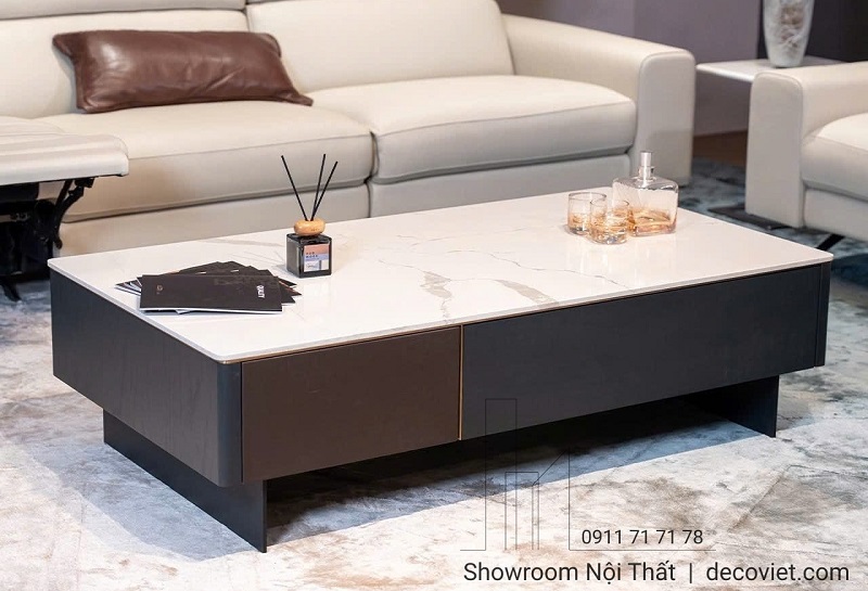 Bàn trà cao cấp 441S mặt đá sang trọng, thiết kế hiện đại cho phòng khách đẹp tại DecoViet.