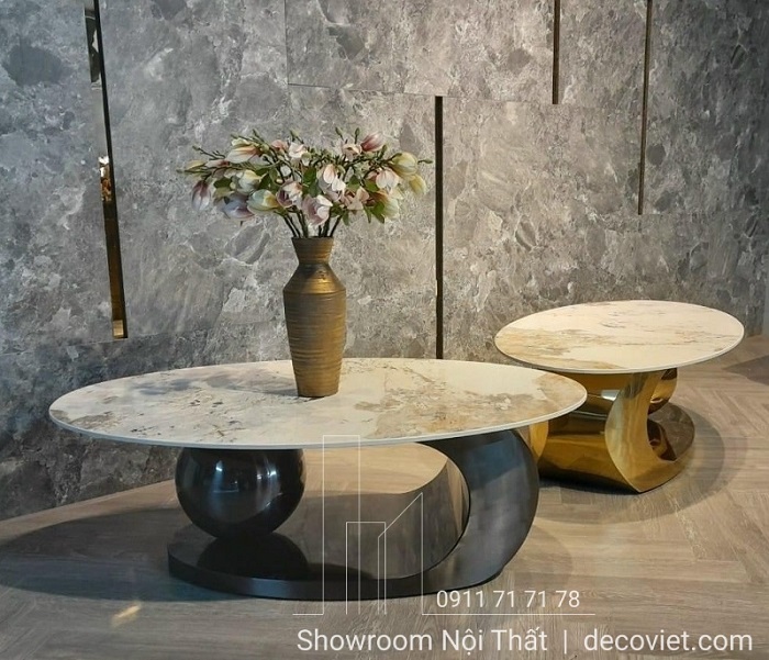 bàn sofa chân inox mặt đá hiện đại