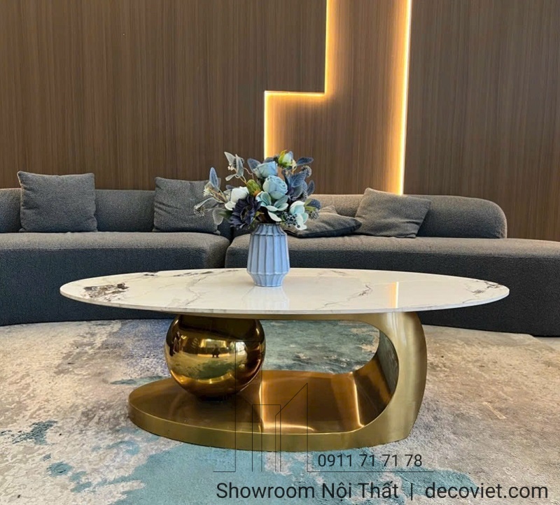 bàn sofa mặt đá chân inox