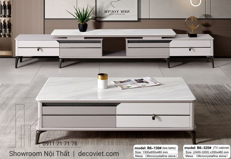 Bàn trà hiện đại nhập khẩu mặt đá sang trọng