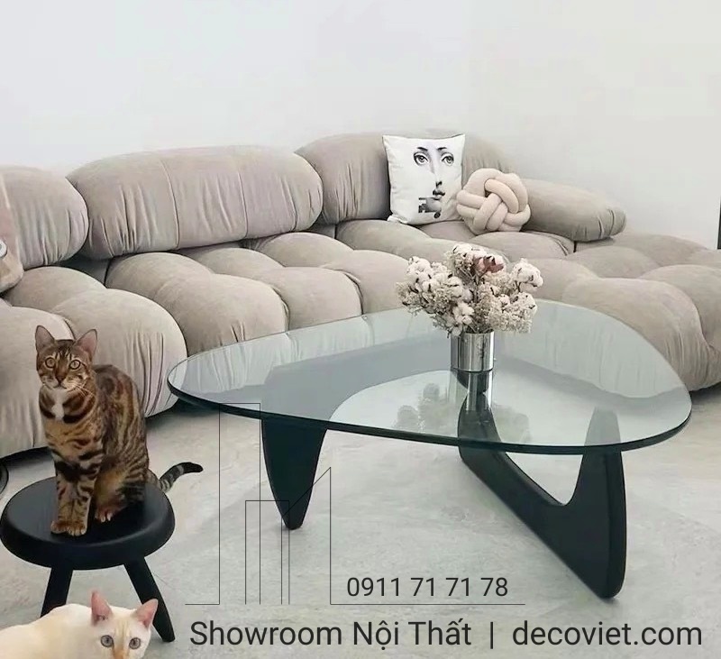 bàn trà mặt kính