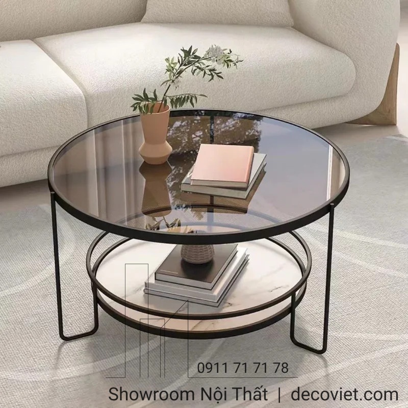bàn trà tròn mặt kính