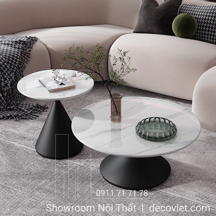 bàn trà đôi mặt đá