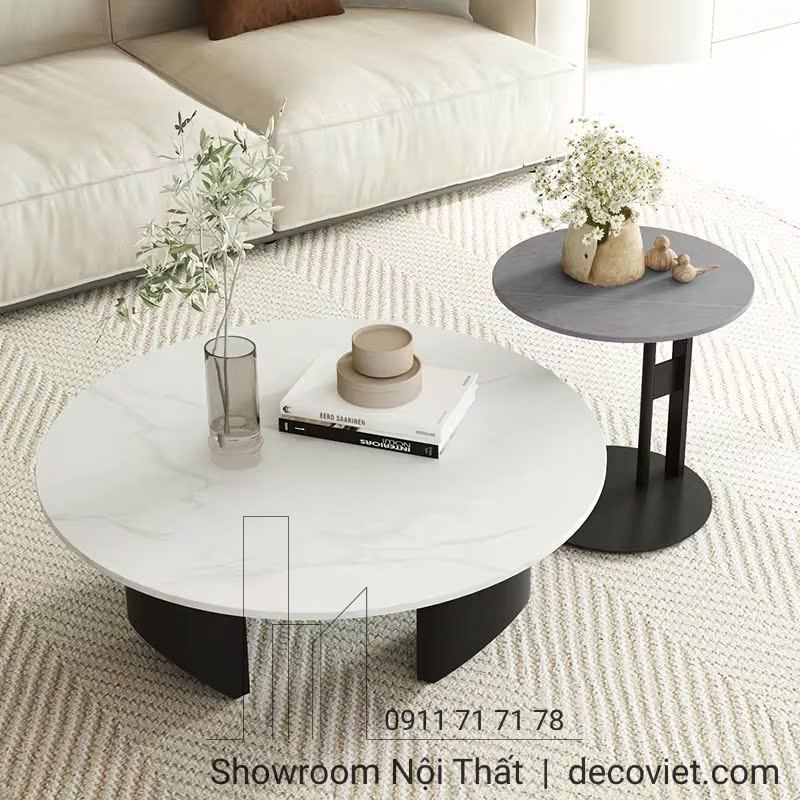 bàn trà tròn mặt đá