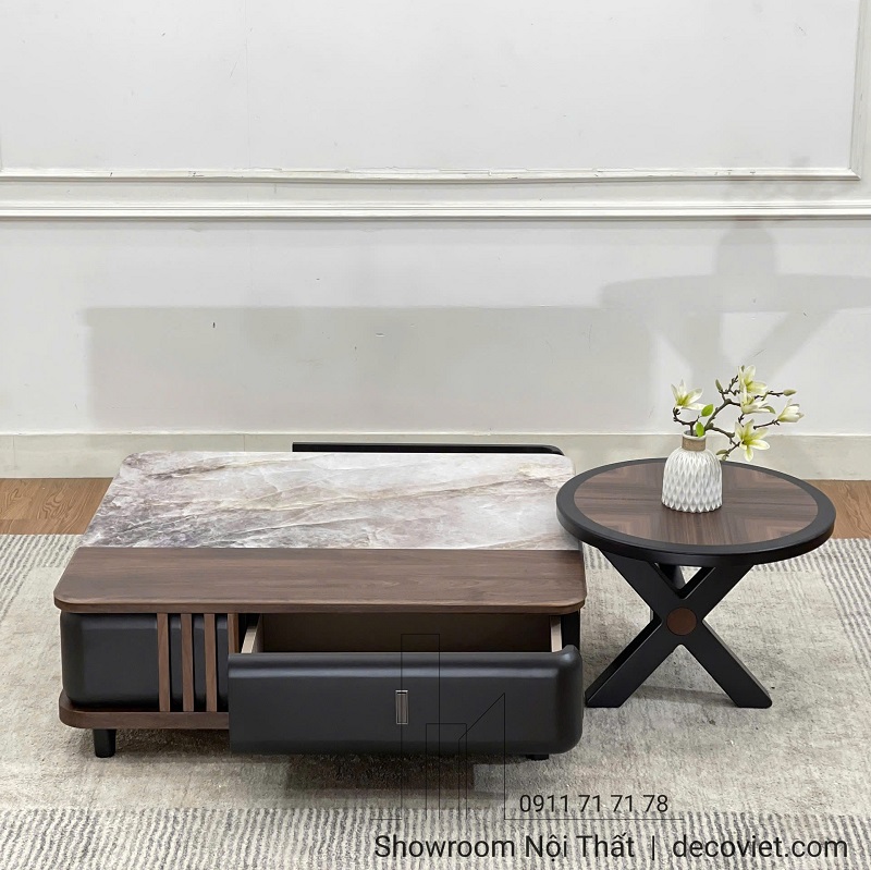 Bàn sofa mặt đá hiện đại 438S có ngăn kéo tiện dụng