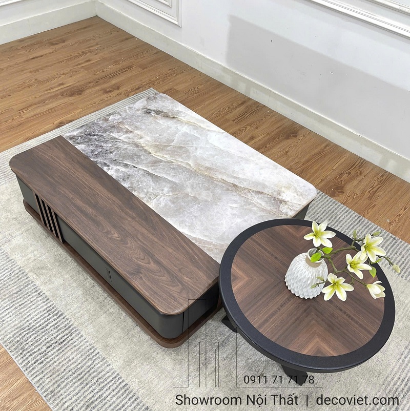 Nội thất phòng khách đẹp với set bàn trà đôi hiện đại 438S