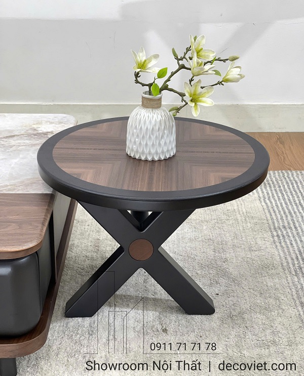 Bàn sofa phòng khách hiện đại, kết hợp bàn tab tròn nhỏ