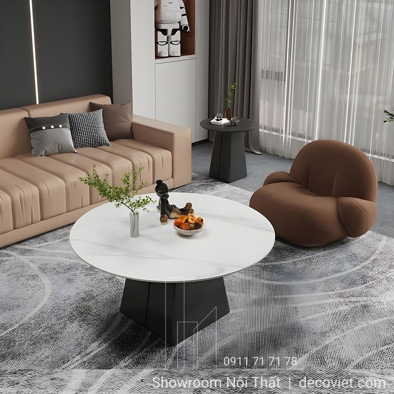 bàn trà tròn mặt đá hiện đại