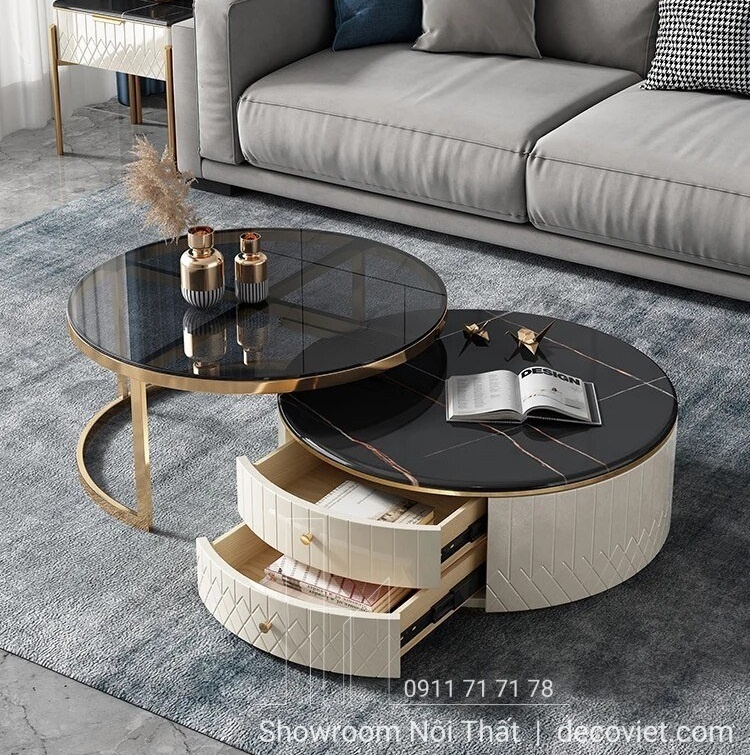 bàn trà tròn đôi hiện đại