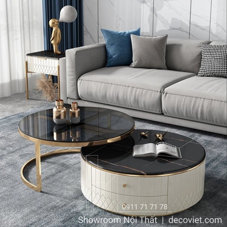 bàn trà đôi mặt đá