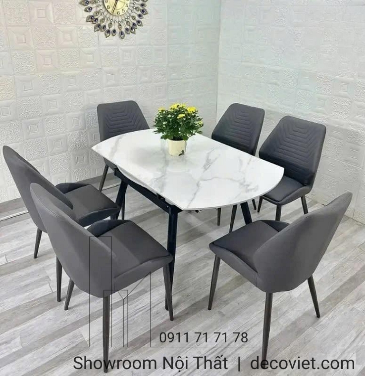 bàn ăn tròn mặt đá hiện đại