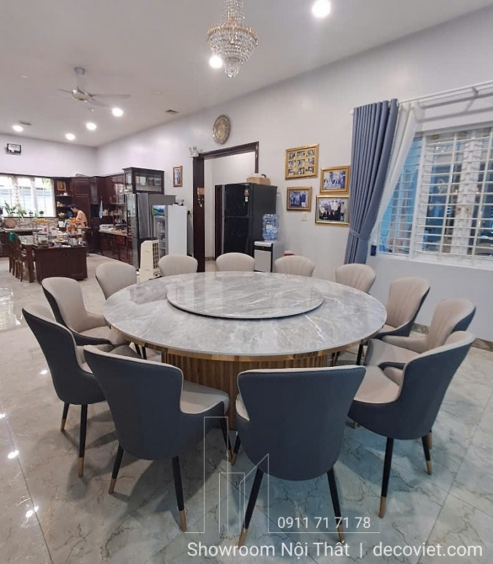 Ghế ăn bọc da cao cấp phối màu hiện đại đi kèm bàn ăn tròn 2648S