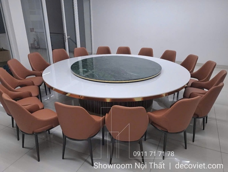 bàn ăn tròn xoay lớn 18 ghế