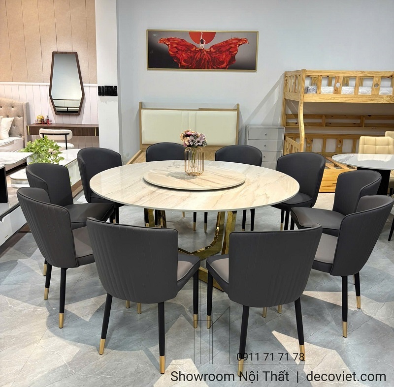 Bàn tròn xoay 10 ghế giá rẻ 2777S sang trọng cho phòng ăn gia đình