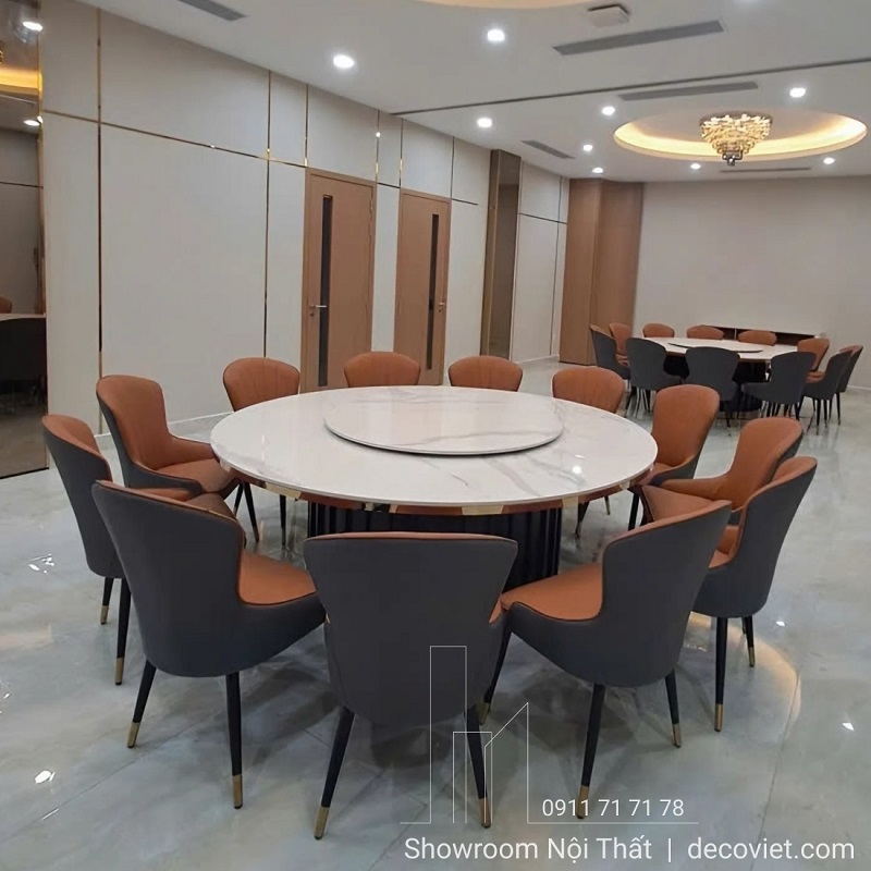 Bàn Tròn Xoay 12 Người Mặt Đá 2m 2761S cao cấp, bàn ăn tròn sang trọng cho phòng ăn hiện đại tại Nhà Decor