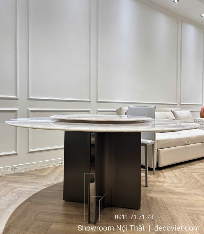 Bàn ăn mặt đá xoay tròn cao cấp cho phòng ăn sang trọng