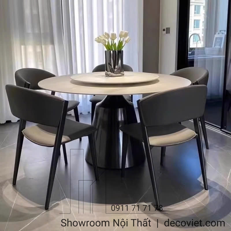 bàn ăn tròn mặt đá 6 ghế