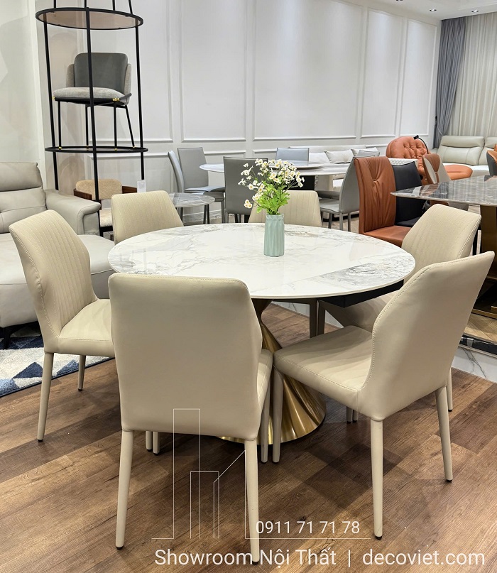 Bàn ăn tròn 6 ghế hiện đại phù hợp không gian phòng khách – bếp