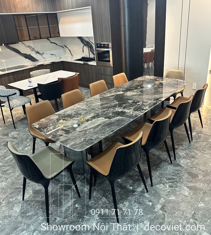 bàn ăn 10 ghế mặt đá