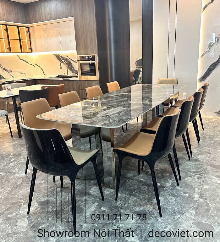 bàn ăn 10 ghế mặt đá cẩm thạch