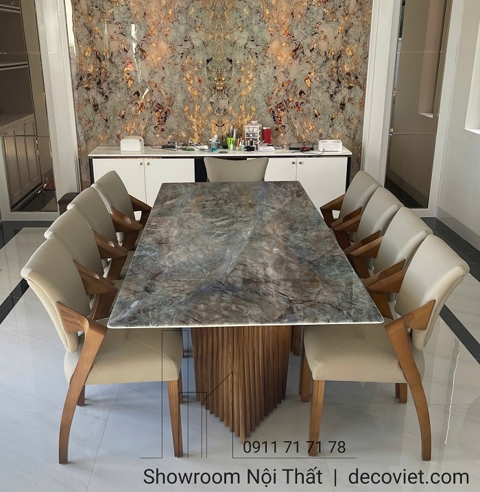 bàn ăn 10 ghế đẹp cho nhà phố, biệt thự