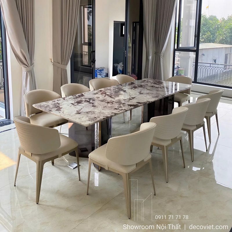 bàn ăn 10 ghế mặt đá 2931S cao cấp thiết kế hiện đại