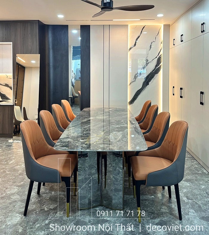 bàn ăn 10 ghế mặt đá cao cấp