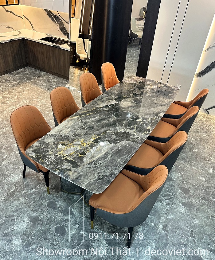 bàn ăn 10 người mặt đá cẩm thạch