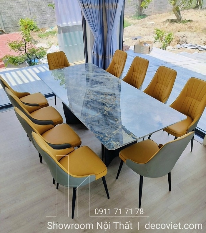 bộ bàn ăn 10 ghế mặt đá cao cấp